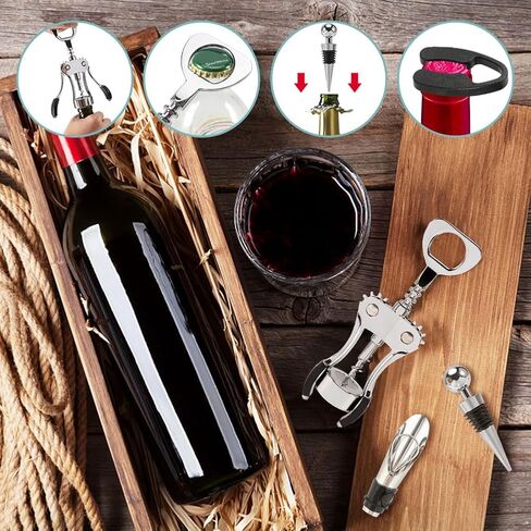 فتاحة زجاجات النبيذ، مفتاح الجناح، فتاحة النبيذ الفاخرة، مجموعة مزيل زجاجات النبيذ وفتاحة الفلين متعددة الوظائف للمطبخ المنزلي in Kuwait