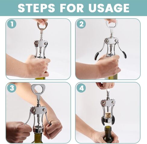 فتاحة زجاجات النبيذ، مفتاح الجناح، فتاحة النبيذ الفاخرة، مجموعة مزيل زجاجات النبيذ وفتاحة الفلين متعددة الوظائف للمطبخ المنزلي in Kuwait