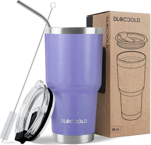DLOCCOLD 30 oz Tumbler with Lid and Straw, 18/8 Stainless Steel Vacuum Insulated Coffee Tumbler,Insulated Travel Mug Water Cup with Leak-Proof Flip Lid,Metal Straw,Cleaning Brush & Gift Box in Saudi Arabia