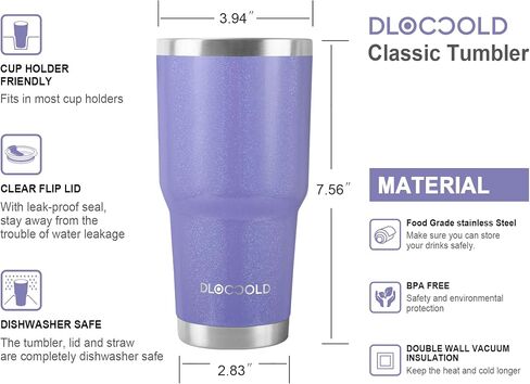 DLOCCOLD 30 oz Tumbler with Lid and Straw, 18/8 Stainless Steel Vacuum Insulated Coffee Tumbler,Insulated Travel Mug Water Cup with Leak-Proof Flip Lid,Metal Straw,Cleaning Brush & Gift Box in Saudi Arabia