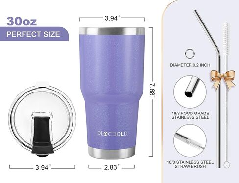 DLOCCOLD 30 oz Tumbler with Lid and Straw, 18/8 Stainless Steel Vacuum Insulated Coffee Tumbler,Insulated Travel Mug Water Cup with Leak-Proof Flip Lid,Metal Straw,Cleaning Brush & Gift Box in Saudi Arabia