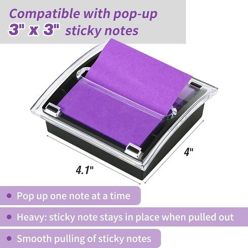 EOOUT Sticky Note Holder, 3x3 Inches, Sticky Note Dispenser, Black Pop-up Note Holder, Self-Stick Note Pad for Office Home Classroom Desk Supplies in Saudi Arabia