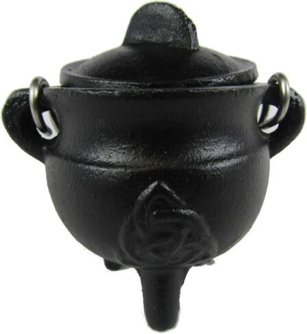 مرجل من الحديد الزهر من CircuitOffice، للتلطخ، البخور المخروطي، البخور الحبيبي، بخور الفحم، الطقوس، المذابح، الويكا، الوثنية، الزينة أو الهدايا (قطر 2.75 بوصة، 3 بوصات طويل القامة مع غطاء) in Kuwait