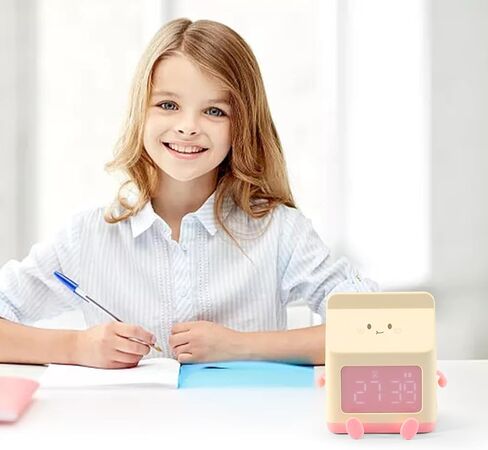 ساعة منبه من كرتونة الحليب من KASCLINO، ساعة منبه بشاشة LED، ساعة رقمية مزخرفة لسطح المكتب، ساعة العد التنازلي للاستيقاظ مع كابل بيانات (وردي) in Kuwait