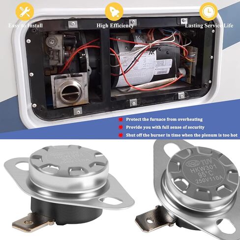 مفتاح حد Bonbo 37022 لسخان فرن Atwood RV متوافق مع فرن سلسلة Hydro Flame 8500 8516 8520 8525 8531 8535 مفتاح حد درجة الحرارة العالية 190 درجة فهرنهايت (عبوة من قطعتين) in Saudi Arabia