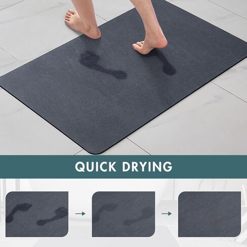 سجادة حمام MIULEE فائقة الامتصاص غير قابلة للانزلاق سريعة الجفاف سجادة حمام قابلة للغسل في أرضية الحمام، سجادة دش للحمام، أمام حوض الاستحمام، كحلي، 20 * 30 بوصة in Kuwait