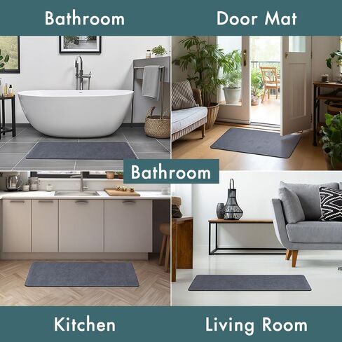 سجادة حمام MIULEE فائقة الامتصاص غير قابلة للانزلاق سريعة الجفاف سجادة حمام قابلة للغسل في أرضية الحمام، سجادة دش للحمام، أمام حوض الاستحمام، كحلي، 20 * 30 بوصة in Kuwait