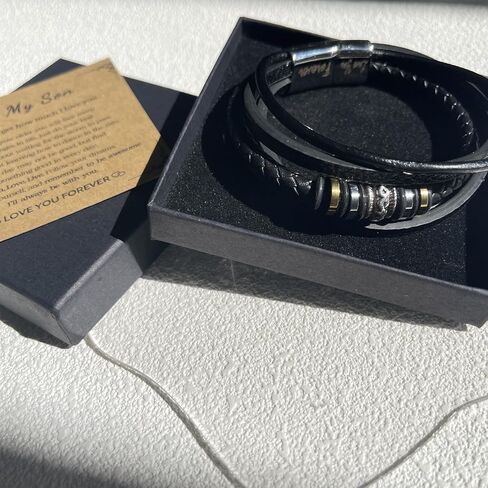 To My Son Bracelet From Mom Mother and Son Forever Linked Together Braided Leather Bracelet Handmade Mens Bracelet Leather Birthday Gift For Son From Mom (B) in Saudi Arabia