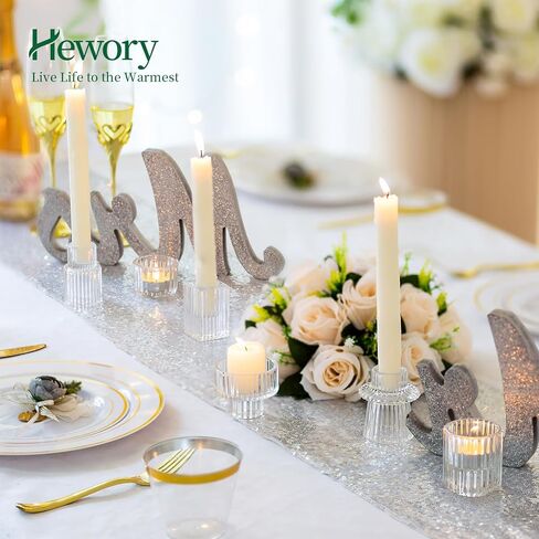 مجموعة حامل شموع مستدقة من Hewory مكونة من 12 قطعة، حاملات شموع زجاجية، حاملات شموع Tealight لقطعة الطاولة المركزية، حامل شموع عصا شموع زجاجية شفافة لحفلات الزفاف وحفلات العشاء in Kuwait