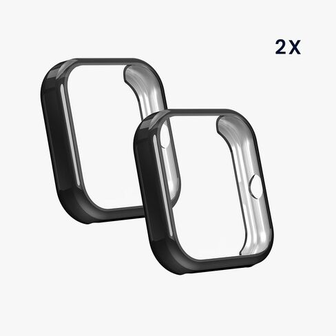 kwmobile Case Compatible with Huami Amazfit Bip 3 / Bip 3 Pro Case - 2X TPU Silicone Fitness Tracker Cover - Black/Transparent in Saudi Arabia