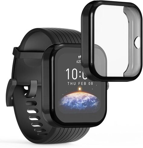 kwmobile Case Compatible with Huami Amazfit Bip 3 / Bip 3 Pro Case - 2X TPU Silicone Fitness Tracker Cover - Black/Transparent in Saudi Arabia