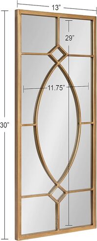 Kate and Laurel Bakersfield Elegant Wall Mirror, 13 x 30, Gold, Traditional Metal Framed Mirror for Wall in Saudi Arabia
