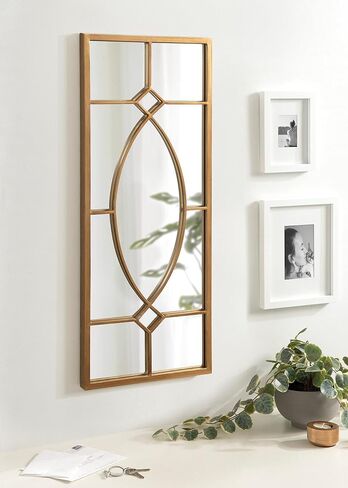 Kate and Laurel Bakersfield Elegant Wall Mirror, 13 x 30, Gold, Traditional Metal Framed Mirror for Wall in Saudi Arabia