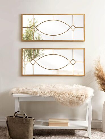 Kate and Laurel Bakersfield Elegant Wall Mirror, 13 x 30, Gold, Traditional Metal Framed Mirror for Wall in Saudi Arabia