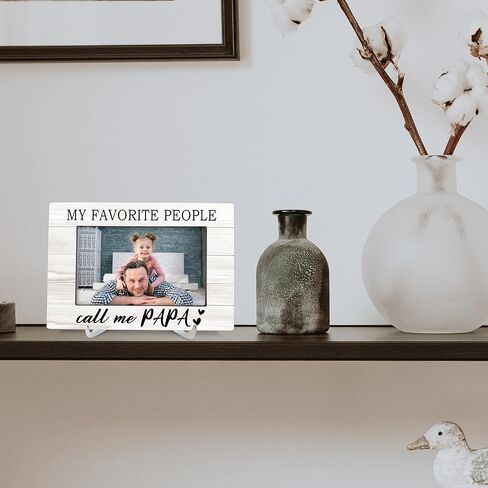 Papa Gifts 4x6 Picture Frames, Gifts for Grandpa Pop Pop Grandfather Wood Photo Frame, Father’s Day Grandparent's Day Daddy Gifts from Son Daughter Picture Frame for Wall Tabletop Display in Kuwait