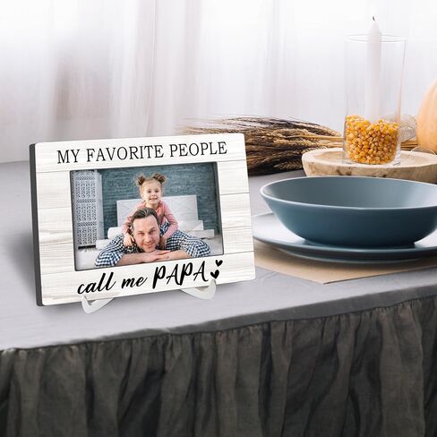 Papa Gifts 4x6 Picture Frames, Gifts for Grandpa Pop Pop Grandfather Wood Photo Frame, Father’s Day Grandparent's Day Daddy Gifts from Son Daughter Picture Frame for Wall Tabletop Display in Kuwait