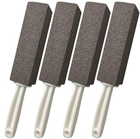 4 Pack Pumice Cleaning Stone with Handle, Toilet Bowl Cleaner Toilet Brush with Non-Slip Long Plastic Handle for Kitchen/Bath/Pool/Household Cleaning in Saudi Arabia