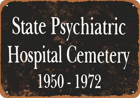12 X 8 Inches Metal Vintage Funny Tin Sign 1972 State Psychiatric Hospital Cemetery in Saudi Arabia