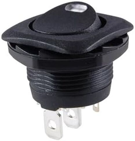 NTE Electronics 54-554 مفتاح هزاز مضيء بفتحة مستديرة، حافة مربعة، دائرة Spst، عمل بدون إيقاف، مشغل LED أزرق من النايلون، أطراف توصيل سريعة 0.187 بوصة، 16 أمبير، 125 فولت in Kuwait