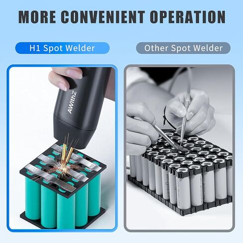 Battery Spot Welder, Mini Portable Handheld Spot Welder, 11 Gear Adjustable, Automatic and Manual Modes, for DIY 18650 Battery, Welding Nickel Sheets, Iron, Stainless Steel (2M Nickel） in Kuwait