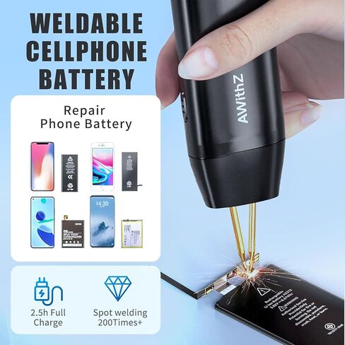 Battery Spot Welder, Mini Portable Handheld Spot Welder, 11 Gear Adjustable, Automatic and Manual Modes, for DIY 18650 Battery, Welding Nickel Sheets, Iron, Stainless Steel (2M Nickel） in Kuwait