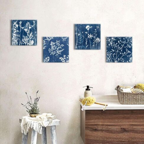 Yellow and Grey Bathroom Decor Vintage Rose Flower Wall Pictures for Living Room Canvas Romantic Floral Posters Bedroom Farmhouse Art Prints Flower Painting Artwork Kitchen Home Decoration 12x12" 4Pcs in Saudi Arabia