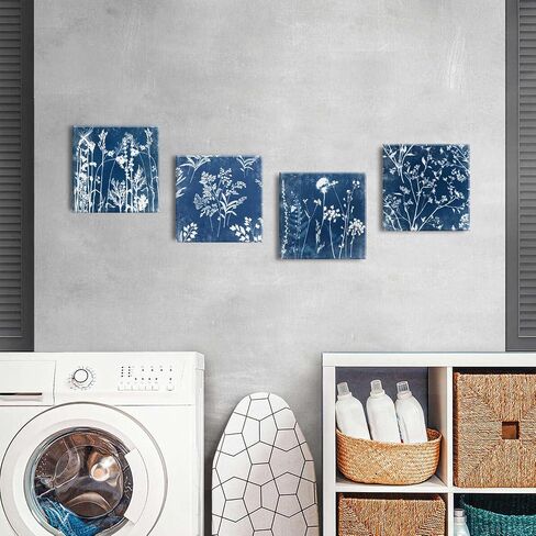 Yellow and Grey Bathroom Decor Vintage Rose Flower Wall Pictures for Living Room Canvas Romantic Floral Posters Bedroom Farmhouse Art Prints Flower Painting Artwork Kitchen Home Decoration 12x12" 4Pcs in Saudi Arabia