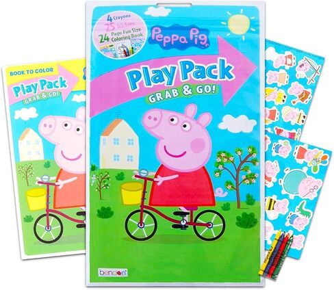 Peppa Pig Backpack for Girls - Bundle with 15" Peppa Pig Backpack, Mini Coloring Book, Stickers, Water Bottle, More | Peppa Pig Preschool Backpack in Saudi Arabia