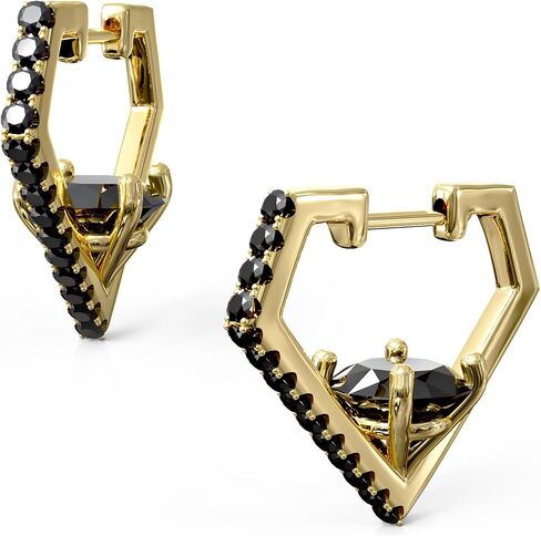 KZZENKI Gold Huggie Hoop Earrings for Women Men, Diamond Shaped Cubic Zirconia Earrings Trendy Jewelry in Saudi Arabia