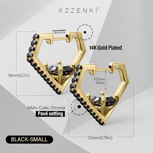 KZZENKI Gold Huggie Hoop Earrings for Women Men, Diamond Shaped Cubic Zirconia Earrings Trendy Jewelry in Saudi Arabia