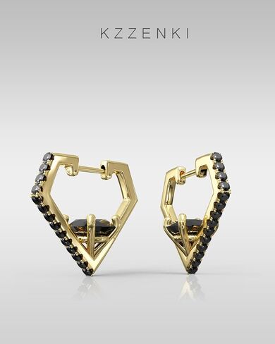 KZZENKI Gold Huggie Hoop Earrings for Women Men, Diamond Shaped Cubic Zirconia Earrings Trendy Jewelry in Saudi Arabia
