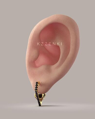 KZZENKI Gold Huggie Hoop Earrings for Women Men, Diamond Shaped Cubic Zirconia Earrings Trendy Jewelry in Saudi Arabia