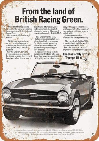 لافتة معدنية من القصدير مقاس 8 × 12 من SRongmao - مظهر عتيق 1971 Triumph TR6 Bar Cafe Home Wall Art Deco in Kuwait