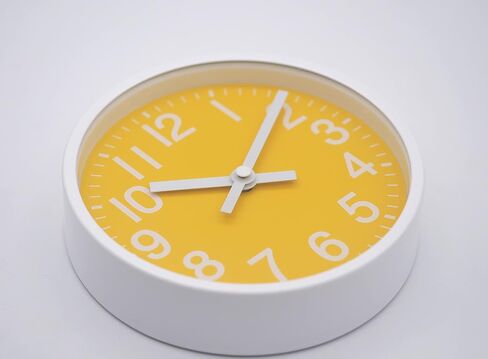 AoCasa 6 inch Yellow Desk Wall Clock with White Metal Frame White Battery Operated Easy to Read Silent and No Sound Home/Bedroom/Office/Kitchen, 736YL-WH05 in Saudi Arabia