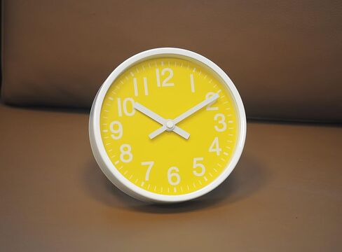 AoCasa 6 inch Yellow Desk Wall Clock with White Metal Frame White Battery Operated Easy to Read Silent and No Sound Home/Bedroom/Office/Kitchen, 736YL-WH05 in Saudi Arabia