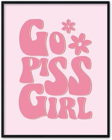 11 بوصة × 14 بوصة - ملصق قماشي Go Piss Girl، ملصق قماشي للحمام باللون الوردي والبرتقالي، طباعة جمالية للغرفة، قماش فني جداري للفتيات الجمالية (بدون إطار) in Kuwait