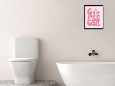 11 بوصة × 14 بوصة - ملصق قماشي Go Piss Girl، ملصق قماشي للحمام باللون الوردي والبرتقالي، طباعة جمالية للغرفة، قماش فني جداري للفتيات الجمالية (بدون إطار) in Kuwait
