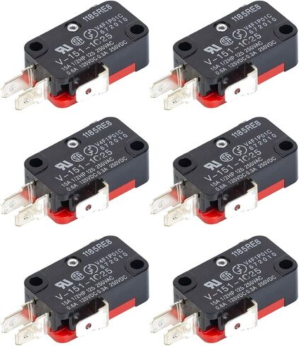 6Pcs V-151-1C25 Short Straight Lever Type Micro Limit Switch SPDT Snap Action for Arduino in Saudi Arabia