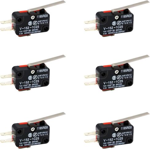 6Pcs V-151-1C25 Short Straight Lever Type Micro Limit Switch SPDT Snap Action for Arduino in Saudi Arabia