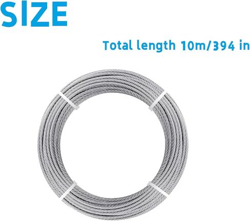33FT 1/8" Wire Cable Kit, 304 Stainless Steel Cable Wire Rope 7x7 Strand Core with Loop Sleeve Steel Thimble Wire Rope Clamp Screwdriver Cable Wire Rope for Deck Railing System Outdoor Hanging Kit in Saudi Arabia