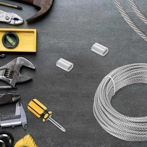 33FT 1/8" Wire Cable Kit, 304 Stainless Steel Cable Wire Rope 7x7 Strand Core with Loop Sleeve Steel Thimble Wire Rope Clamp Screwdriver Cable Wire Rope for Deck Railing System Outdoor Hanging Kit in Saudi Arabia