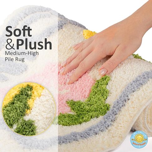 سجاد الحمام زهرة لطيف | ألياف ناعمة وسميكة، غير قابلة للانزلاق، ماصة للماء، يمكن غسلها في الغسالة | سجادة حمام وسجادة استحمام مريحة من القطيفة in Kuwait