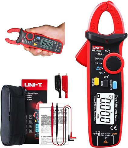 UNI-T UT210E مقياس رقمي صغير 100 أمبير تيار متردد تيار مستمر الجهد الحالي RMS كماشة مقاومة مقياس التيار الكهربائي، السعة، جهاز اختبار الصمام الثنائي المتعدد مع مشبك التمساح in Saudi Arabia