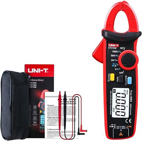 UNI-T UT210E مقياس رقمي صغير 100 أمبير تيار متردد تيار مستمر الجهد الحالي RMS كماشة مقاومة مقياس التيار الكهربائي، السعة، جهاز اختبار الصمام الثنائي المتعدد مع مشبك التمساح in Saudi Arabia