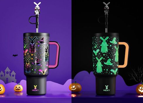 Meoky 40 oz Christmas Tumbler with Handle and Straw, Xmas Tumbler with Lid and Straw, Insulated Stainless Steel Travel Mug, 100% Leak-proof, Keeps Cold for 34 Hours (Christmas Tree) in Saudi Arabia