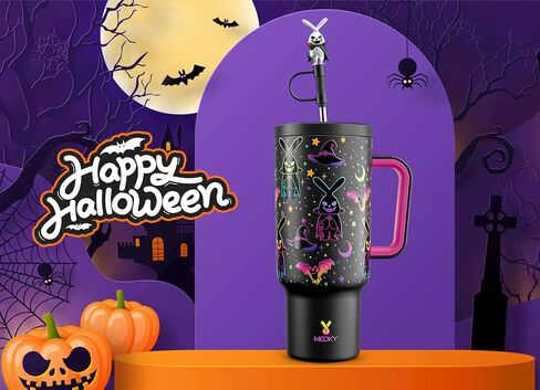 Meoky 40 oz Christmas Tumbler with Handle and Straw, Xmas Tumbler with Lid and Straw, Insulated Stainless Steel Travel Mug, 100% Leak-proof, Keeps Cold for 34 Hours (Christmas Tree) in Saudi Arabia