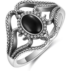 HUKKUN Octopus/Rose Flower Spoon Ring Sterling Silver Vintage Ring for Women Octopus/Rose Flower Jeweley Gift for Women Mother