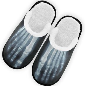 Glaphy Skeleton Feet Slippers for Women Men, Memory Foam House Slippers, Non-Slip Indoor Outdoor Winter Bedroom Shoes