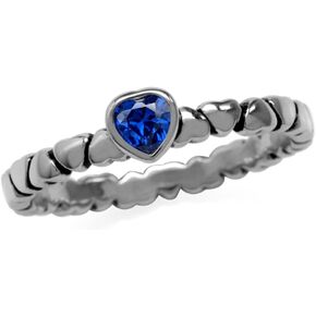 Silvershake Natural or Created 4mm Gemstone 925 Sterling Silver Stackable Heart Solitaire Ring Jewelry for Women or Teens