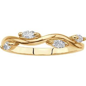 PalmBeach Yellow Gold-plated Marquise Cut Cubic Zirconia Stackable Vine Ring Sizes 6-10